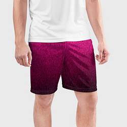 Шорты спортивные мужские Яркий розовый градиент полоска, цвет: 3D-принт — фото 2