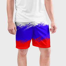 Шорты спортивные мужские Триколор штрихи, цвет: 3D-принт — фото 2
