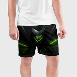 Шорты спортивные мужские Яркая зеленая абстрактная конструкция в стиле nvid, цвет: 3D-принт — фото 2