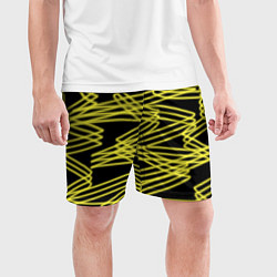 Шорты спортивные мужские Желтые светящиеся линии, цвет: 3D-принт — фото 2