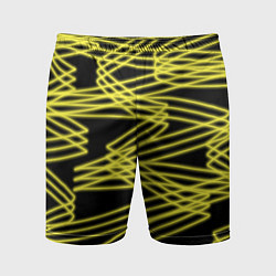 Шорты спортивные мужские Желтые светящиеся линии, цвет: 3D-принт