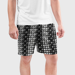 Шорты спортивные мужские Чёрно-белые квадраты, цвет: 3D-принт — фото 2