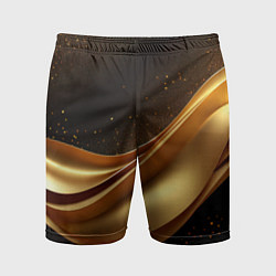 Мужские спортивные шорты Золотая стильная абстракция на черном фоне