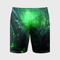 Шорты спортивные мужские Зеленая кислотная яркая неоновая абстракция, цвет: 3D-принт