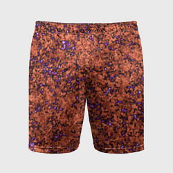 Шорты спортивные мужские Яркий красно-коричневый со фиолетовым свечением, цвет: 3D-принт