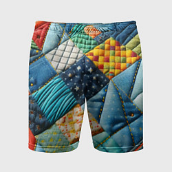 Шорты спортивные мужские Лоскутное одеяло - пэчворк, цвет: 3D-принт