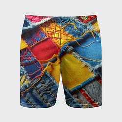 Шорты спортивные мужские Colorful denim patchwork - ai art, цвет: 3D-принт
