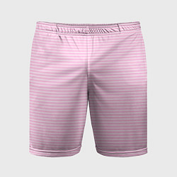 Шорты спортивные мужские Светлый розовый в белую полоску, цвет: 3D-принт