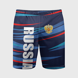 Шорты спортивные мужские Россия - blue stripes, цвет: 3D-принт