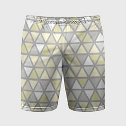 Шорты спортивные мужские Паттерн геометрия светлый жёлто-серый, цвет: 3D-принт