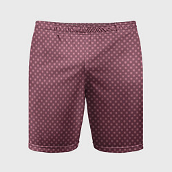 Шорты спортивные мужские Приглушённый тёмно-розовый паттерн квадратики, цвет: 3D-принт