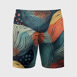 Шорты спортивные мужские Волны линиями, цвет: 3D-принт