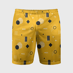 Мужские спортивные шорты Геометрия в стиле мемфис на желтом