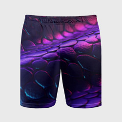 Шорты спортивные мужские Фиолетовая абстрактная текстура неоновая, цвет: 3D-принт
