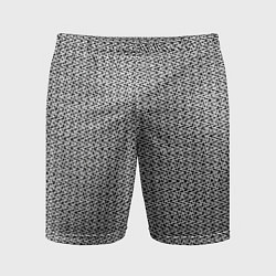 Шорты спортивные мужские Чёрно-белый текстурированный полосы, цвет: 3D-принт
