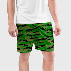 Шорты спортивные мужские Камуфляж на зеленом фоне, цвет: 3D-принт — фото 2