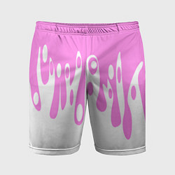 Шорты спортивные мужские Потеки розовой краски на белом, цвет: 3D-принт
