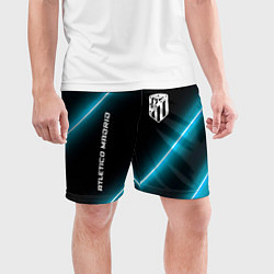 Шорты спортивные мужские Atletico Madrid неоновые лампы, цвет: 3D-принт — фото 2