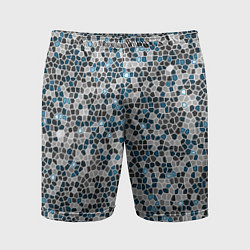 Шорты спортивные мужские Паттерн мозаика серый с голубым, цвет: 3D-принт