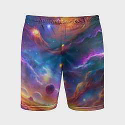 Мужские спортивные шорты Космический пейзаж яркий с галактиками