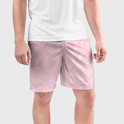 Шорты спортивные мужские Розовый цветочный паттерн, цвет: 3D-принт — фото 2