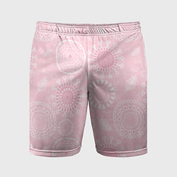 Шорты спортивные мужские Розовый цветочный паттерн, цвет: 3D-принт