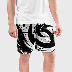 Шорты спортивные мужские Ai art black and white abstraction, цвет: 3D-принт — фото 2