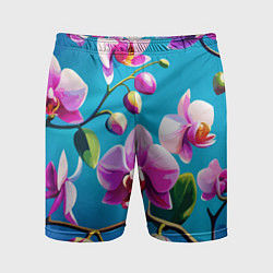 Шорты спортивные мужские Орхидея цветы паттерн, цвет: 3D-принт