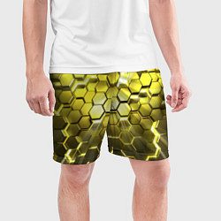 Шорты спортивные мужские Золотые соты, цвет: 3D-принт — фото 2