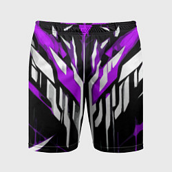 Шорты спортивные мужские Purple and white abstraction on a black background, цвет: 3D-принт