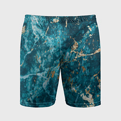 Шорты спортивные мужские Мраморная текстура с золотом, цвет: 3D-принт