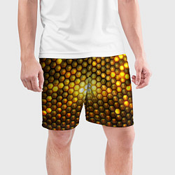 Шорты спортивные мужские Металлические соты - роскошный блеск золота, цвет: 3D-принт — фото 2