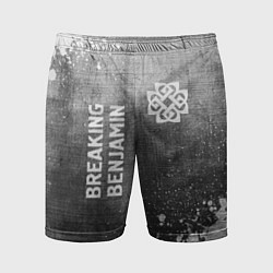 Шорты спортивные мужские Breaking Benjamin - grey gradient вертикально, цвет: 3D-принт