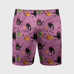 Мужские спортивные шорты Хэллоуин и кот ведьмы