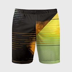Мужские спортивные шорты Горизонтальные полосы на чёрно-жёлтом фоне