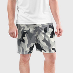 Шорты спортивные мужские Бело-серый камуфляж, цвет: 3D-принт — фото 2