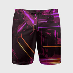 Мужские спортивные шорты Жёлто-розовые полосы на чёрном фоне