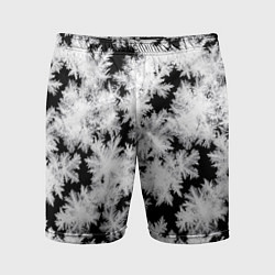 Шорты спортивные мужские Снежинки на стекле, цвет: 3D-принт