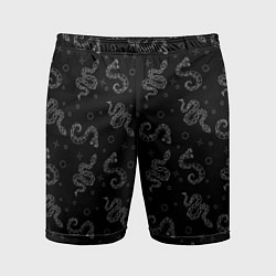 Шорты спортивные мужские Геометрические змеи паттерн, цвет: 3D-принт