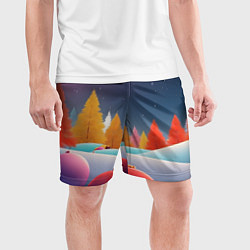 Шорты спортивные мужские Яркие новогодние елки, цвет: 3D-принт — фото 2