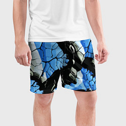 Шорты спортивные мужские Чёрные линии на чёрно-синем фоне, цвет: 3D-принт — фото 2