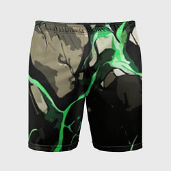 Шорты спортивные мужские Зелёный разлом в камне, цвет: 3D-принт