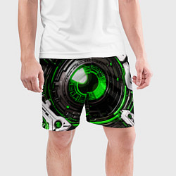 Шорты спортивные мужские Зелёная сфера киберпанк, цвет: 3D-принт — фото 2