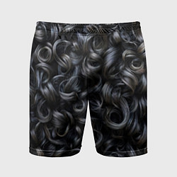 Шорты спортивные мужские Черные кудри, цвет: 3D-принт