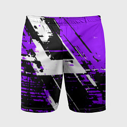 Мужские спортивные шорты Diagonal black and white stripes on a purple backg