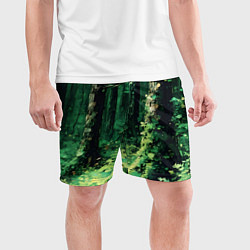 Шорты спортивные мужские Зелёный летний лес, цвет: 3D-принт — фото 2