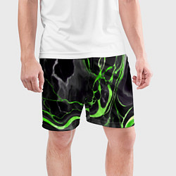 Шорты спортивные мужские Зелёно-чёрный мрамор, цвет: 3D-принт — фото 2