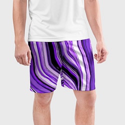Шорты спортивные мужские Волнистые вертикальные чёрно-фиолетовые полосы, цвет: 3D-принт — фото 2