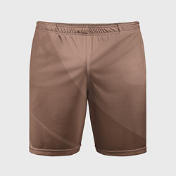 Шорты спортивные мужские Мокко Мусс однотонный с полосой, цвет: 3D-принт