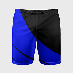 Мужские спортивные шорты Чёрный с синим двуцветный с полосой